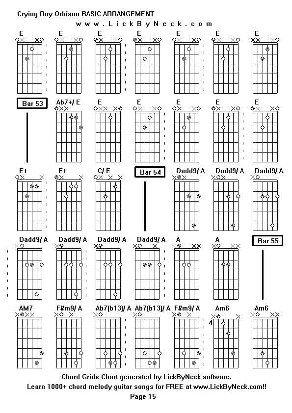 Chord Grids Chart of chord melody fingerstyle guitar song-Crying-Roy Orbison-BASIC ARRANGEMENT,generated by LickByNeck software.